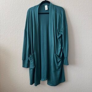 Teal Open Front Cardigan